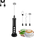 Batidor de Leche Recargable de Mano con 3 Batidores de Acero Inoxidable | Espumador Eléctrico de 3 Velocidades para Café con Base de Carga y Almacenamiento