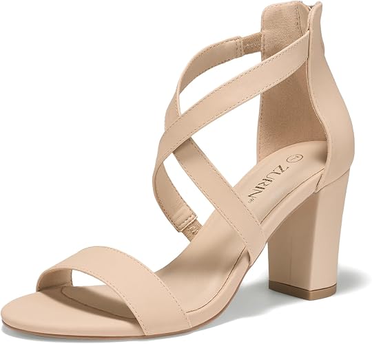 TALLA EN US-11,EN EUR-43-ZURIN Sandalias de tacón alto grueso con tiras para mujer