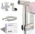 USADO-INCOMPLETO-Rociador Bidet de Mano Vayzluiy para Inodoro | Presión Ajustable con Manguera para Higiene Íntima y Lavado de Pañales de Tela | Acero Inoxidable Níquel Cepillado