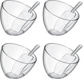 Hoolerry Juego 8 Cuencos Plástico Transparente | Palomitas Fiesta Dulces Ensalada | Cucharas Medidoras + Cucharas Acílico Angular | Set Completo | 8 Piezas