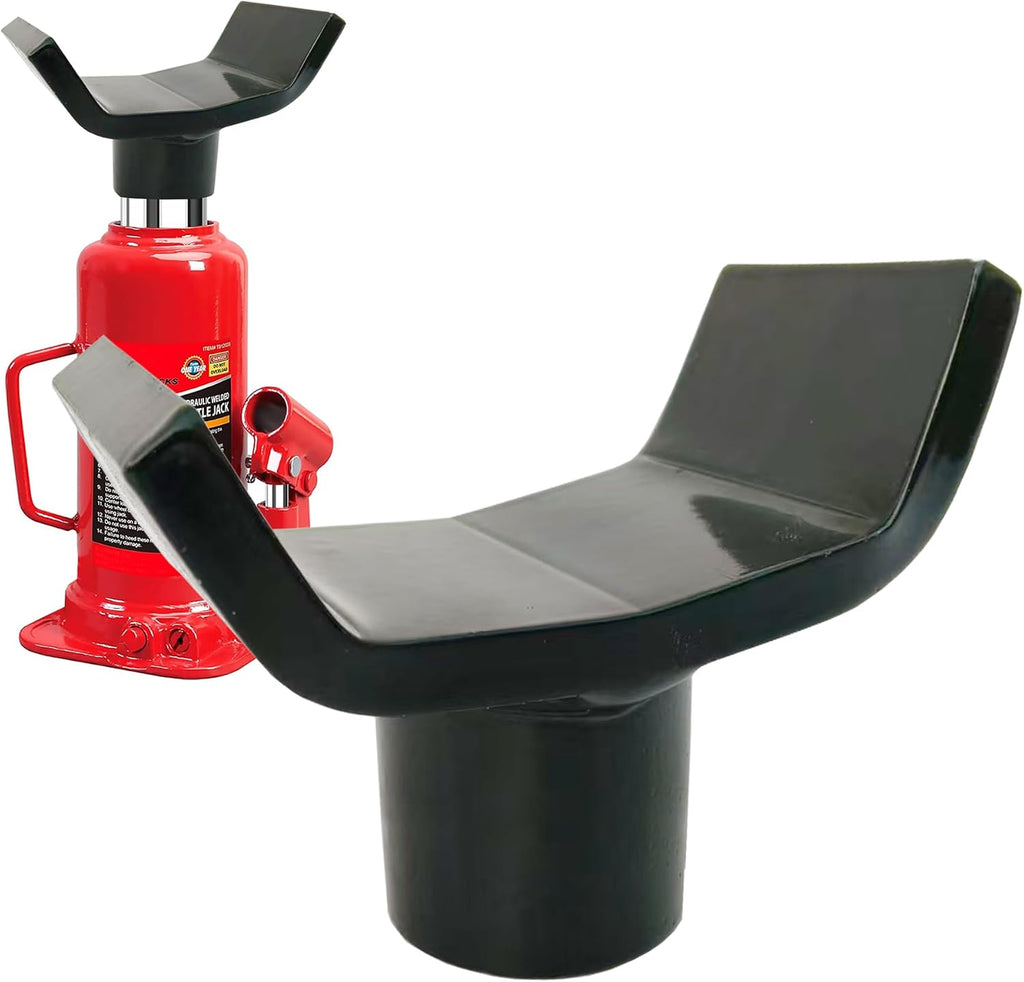 Adaptador para gato hidráulico. Se puede acoplar a cualquier gato hidráulico con plataforma elevadora de 1,56" o de menor tamaño. Soporte de eje para tubos de eje redondos y cuadrados de 2", 3", 4" y 4". (Forma de U)
