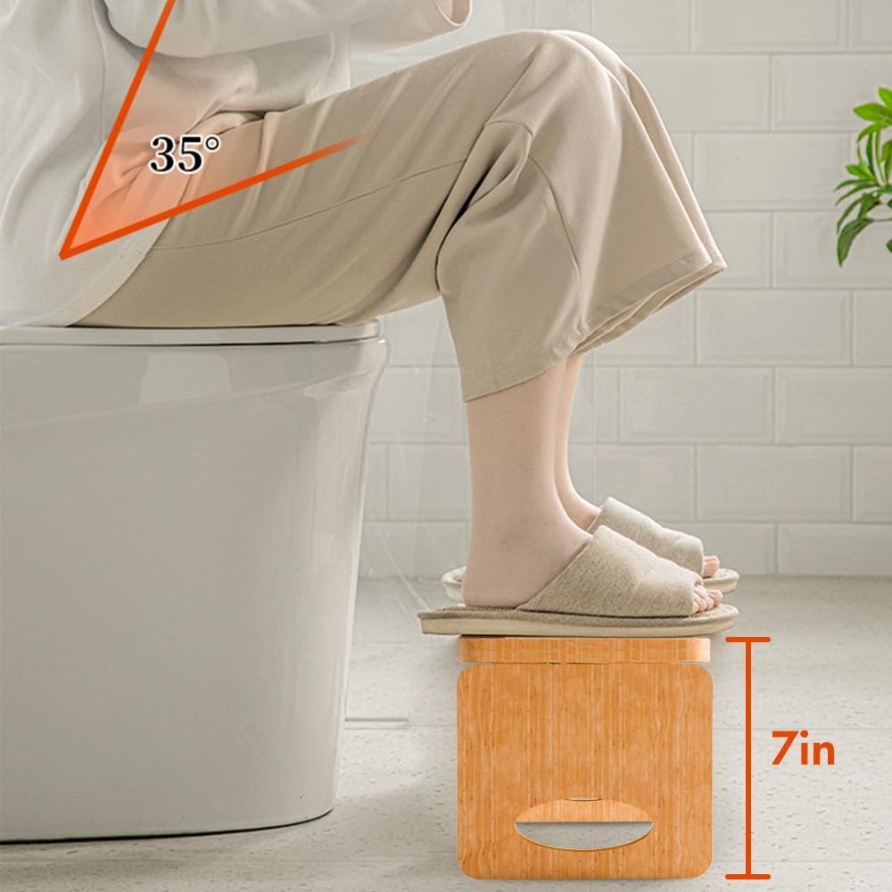 Taburete de inodoro plegable, taburete de bambú de 7 pulgadas