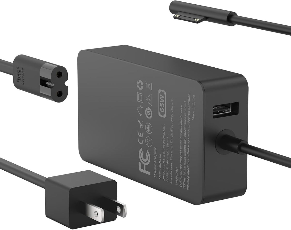 Cargador 65W Compatible con Microsoft Surface Pro y Laptop - LED y Cable de 3 Metros