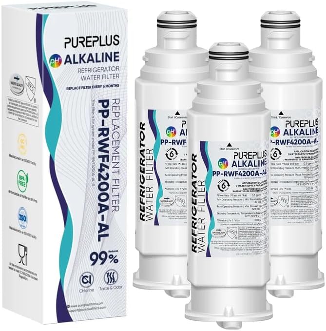 Filtro de agua para refrigerador PUREPLUS Alkaline DA97-17376B, repuesto para Samsung HAF-QIN/EXP, DA97-08006C, RF28R7351SG, RF28R7201SR, RF28T5001SR, RF24R7201SR, RS27T5200SR, RF23M8590SG, RWF4200A, paquete de 3