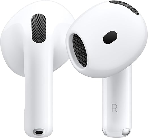 Apple AirPods 4 auriculares inalámbricos, auriculares Bluetooth, audio espacial personalizado, resistente al sudor y al agua, estuche de carga USB-C, chip H2, hasta 30 horas de duración de batería