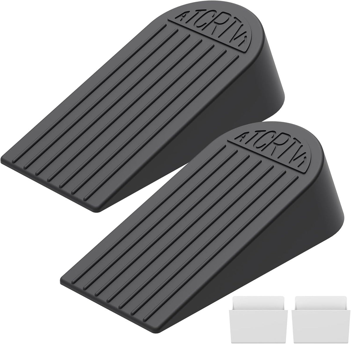 Topes de puerta extragrandes de goma - Paquete de 2, color negro. Tope de puerta grande de 4,8 cm (1,9 pulgadas) para la parte inferior de las puertas. Tope de puerta para puertas resistentes, para uso comercial y doméstico, con soporte autoadhesivo.