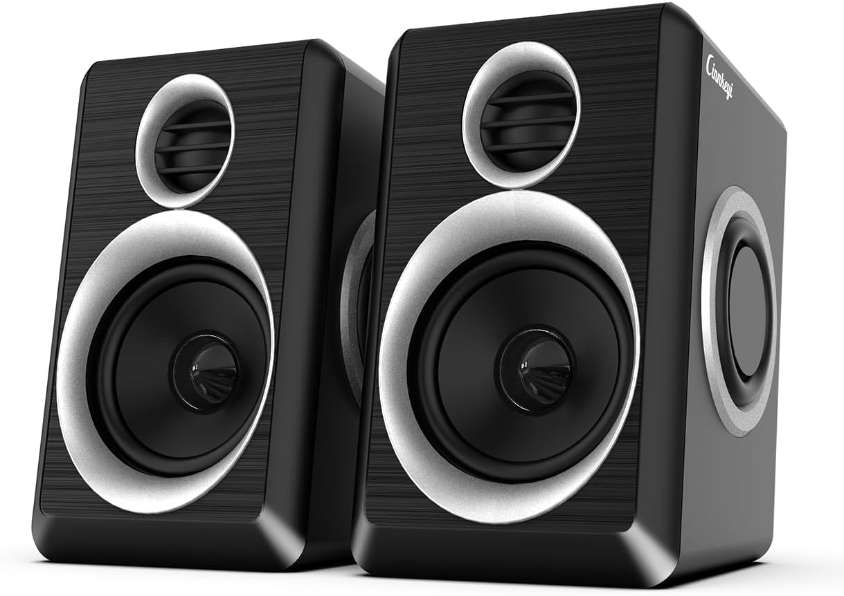 2.0 Computer Speakers, PC Speakers 3.5mm Aux Input, USB-Powered Small PC Speakers with Deep Bass, Suitable for Desktop Computers/Laptops Built in 4 Speaker Diaphragms