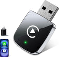 Mini adaptador inalámbrico CarPlay para iPhone, 2 en 1 para Apple CarPlay y Android Auto, convierte de cableado a inalámbrico, Plug & Play, USB a USB-C/Tipo-C, control estable y sin retrasos, negro 