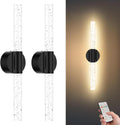 Apliques de pared autoadhesivos a pilas (juego de 2), negros, magnéticos inalámbricos recargables con control remoto y táctil, lámpara de pared regulable 3CCT sin necesidad de taladrar para la decoración del dormitorio y la sala de estar.