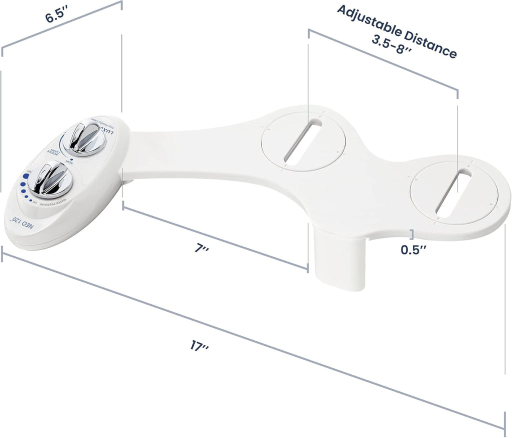 LUXE Bidet NEO 120 - Paquete de 2 accesorios de bidé, autolimpiante, no eléctrico (blanco y azul)