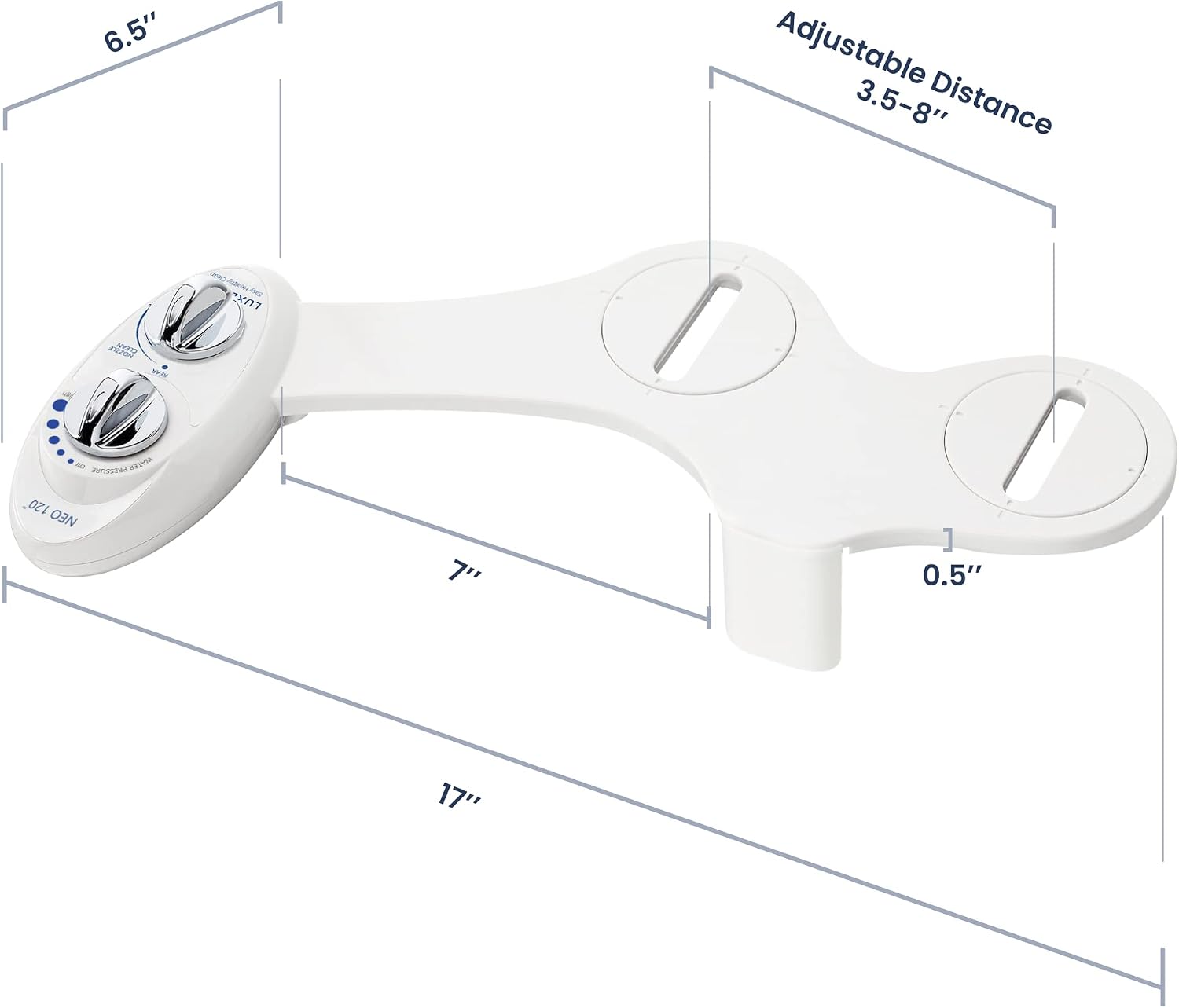 LUXE Bidet NEO 120 - Paquete de 2 accesorios de bidé, autolimpiante, no eléctrico (blanco y azul)