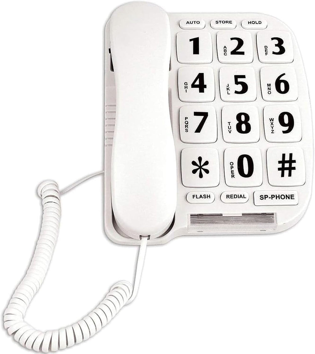 JeKaVis JF11W Big Button Phone for Seniors Home Phone Corded Landline Phone for Elderly Amplified Telephone for Hearing Impaired Aid Telephones with Loud Speakerphone Desktop Telephone