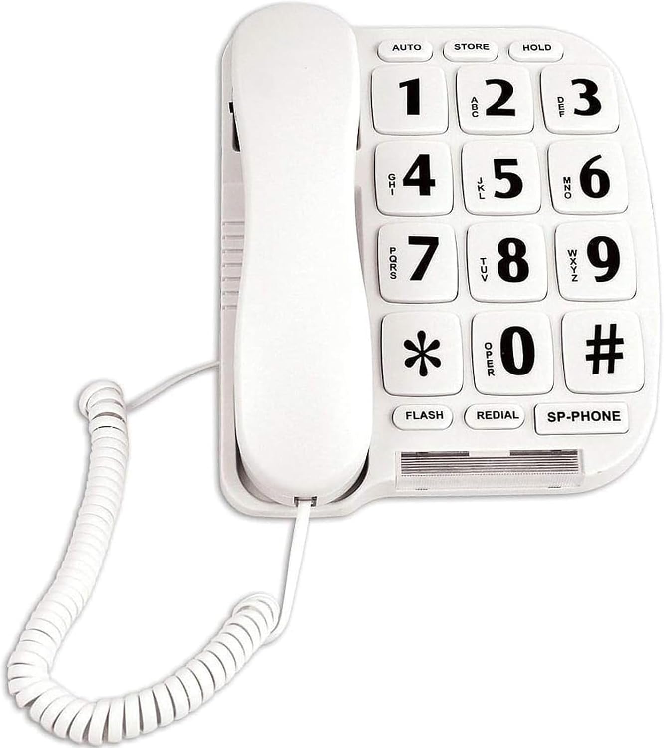 JeKaVis JF11W Big Button Phone for Seniors Home Phone Corded Landline Phone for Elderly Amplified Telephone for Hearing Impaired Aid Telephones with Loud Speakerphone Desktop Telephone
