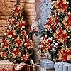 Flores de Nochebuena Artificiales Childom | Rojas con Brillantina | Clips Incluidos | Decor Navidad