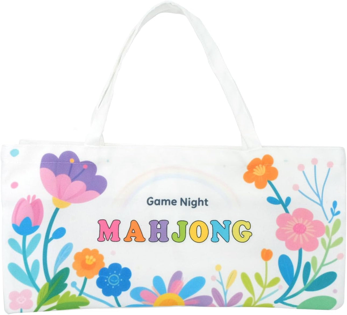 Bolsa para fichas de Mahjong YYPTIEN - Organizador de lona con capacidad para 166 fichas y 4 soportes, almacenamiento extra ancho con cremallera y asas dobles (colores)