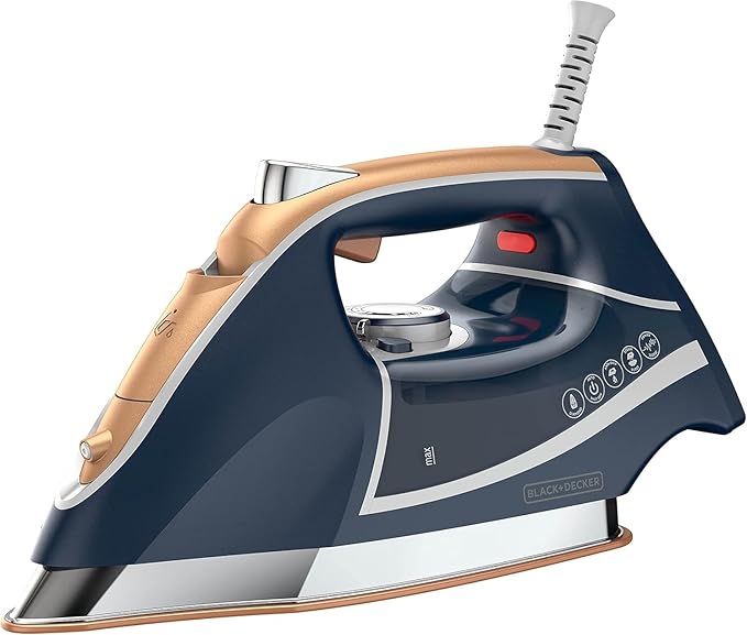 Plancha de Vapor Black+Decker Elite Pro-Series 1700W – 6 Configuraciones para Ropa Perfecta | Azul Navy