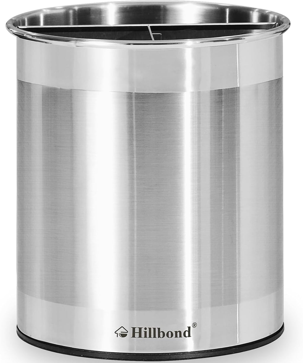 Hillbond Soporte de utensilios de acero inoxidable para encimera de cocina con divisor extraíble, soporte de utensilios de metal de 6.9 x 7.5 pulgadas para encimera, espátula giratoria de 360°