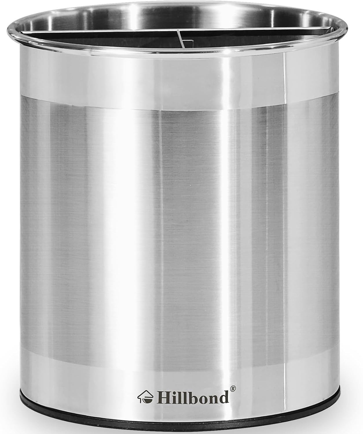 Hillbond Soporte de utensilios de acero inoxidable para encimera de cocina con divisor extraíble, soporte de utensilios de metal de 6.9 x 7.5 pulgadas para encimera, espátula giratoria de 360°