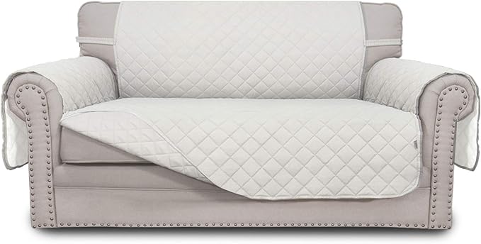 Easy-Going - Funda reversible para sofá de 2 plazas, protector de muebles resistente al agua, con varillas de espuma y correas elásticas, para perros (sofá biplaza, marfil/marfil)