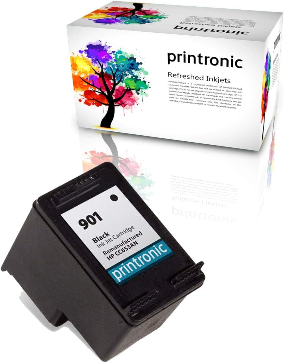 Printronic Cartucho Tinta Remanufacturado Reemplazo HP 901 Negro Para Officejet 4500 J4525 J4535 J4540 J4550 J4580 J4585 J4640 J4660 J4680 1 Negro