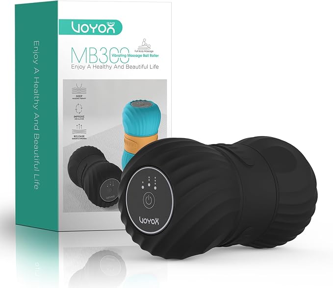 Bola de Masaje Vibratoria de Maní, Masaje de Punto de Activación de Tejido Profundo Para Liberar la Tensión y el Dolor Muscular, Portátil y Recargable para Yoga Fitness, MB300 Negro