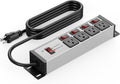 Protector Sobrecarga CCCEI 20 Amperios Tomas Individuales, Cable Extensión 7.6 m Calibre 12 con Múltiples Tomas, Cocina, Garaje, Tienda, Industrial Montaje Pared, Gris
