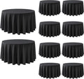 Paquete de 10 manteles redondos negros Dexbriz de 90 pulgadas, resistentes a las arrugas, lavables y reutilizables, de tela de poliéster, ideales para banquetes, bodas, fiestas y cenas tipo buffet.