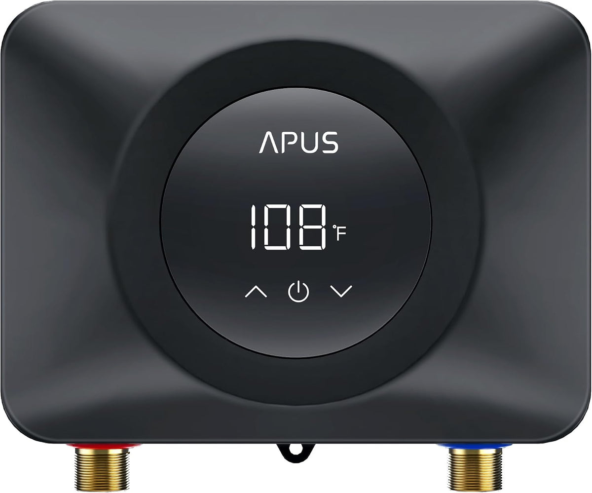 Calentador de Agua Eléctrico Instantáneo APUS 240V 4500W | Sin Tanque | Bajo el Lavabo | Pantalla LED Digital | Ultra Compacto para Cocina y Baño