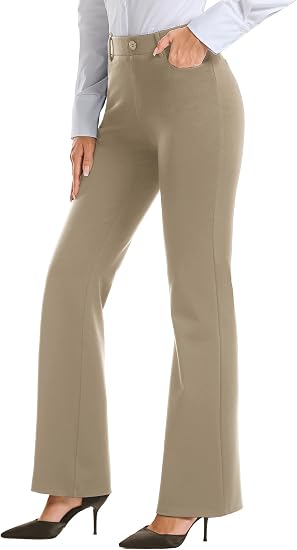 Stelle - Pantalones de vestir con corte bota para mujer,pantalones de negocios casuales con bolsillos, de tiro alto, regulares, para oficina