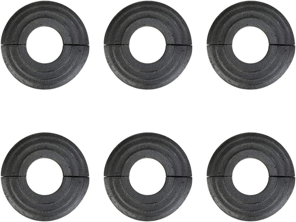 Escudos para Tubería Renovators Supply – Pack 6 Bridas de Aluminio Negro con Recubrimiento en Polvo, Diámetro Interior 1.25", Exterior 3"