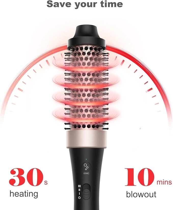 Cepillo térmico iónico para secado con secador, cepillo caliente de 3,8 cm (1,5 pulgadas), cepillo rizador de pelo