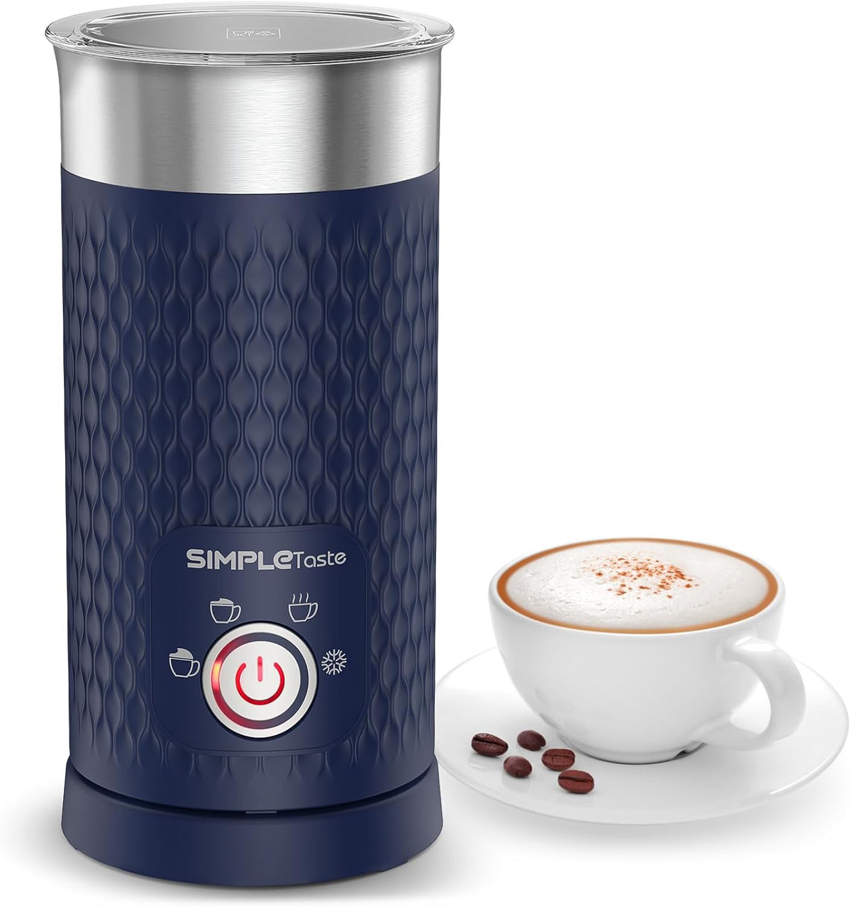 USADO - SIMPLETASTE Espumador de Leche 4 en 1 | Vaporizador Electrico Automatico, Espuma Fria y Caliente para Latte, Cappuccino y Macchiato