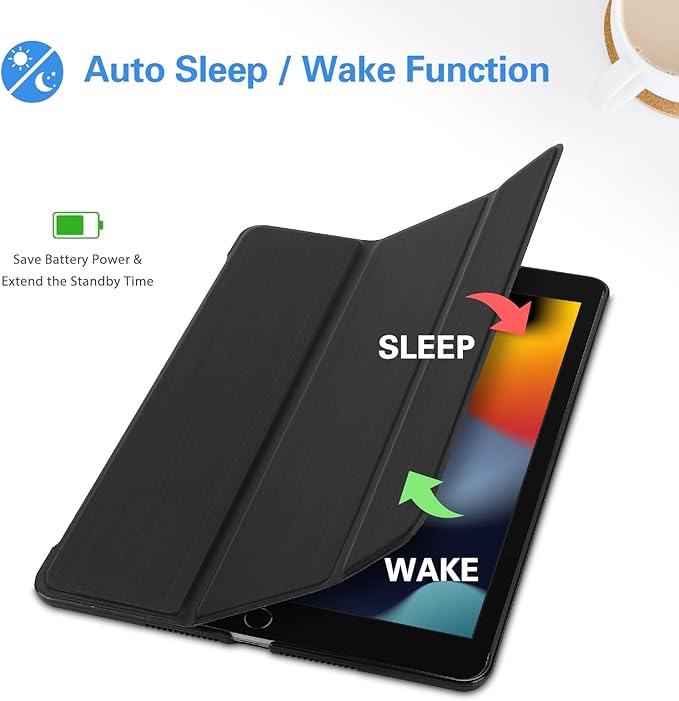 ProCase Smart Cover para iPad 10.2 Funda iPad 9ª 8ª 7ª Generación Caso, Tapa Protectora Tapa Protectora Tapa Rígida Para IPad 10.2 Pulgadas - Negro