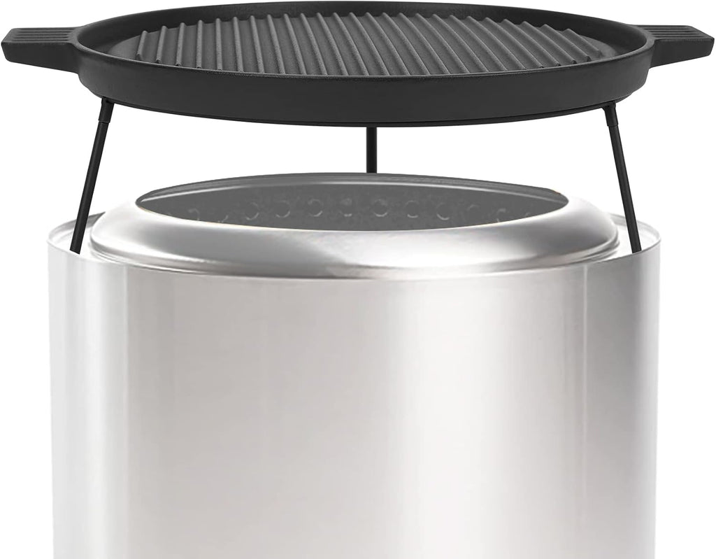 Plancha de hierro fundido Onlyfire Chef, sartén de doble cara con 3 patas extraíbles, ideal para la hoguera sin humo Solo Stove Ranger de 15 pulgadas.