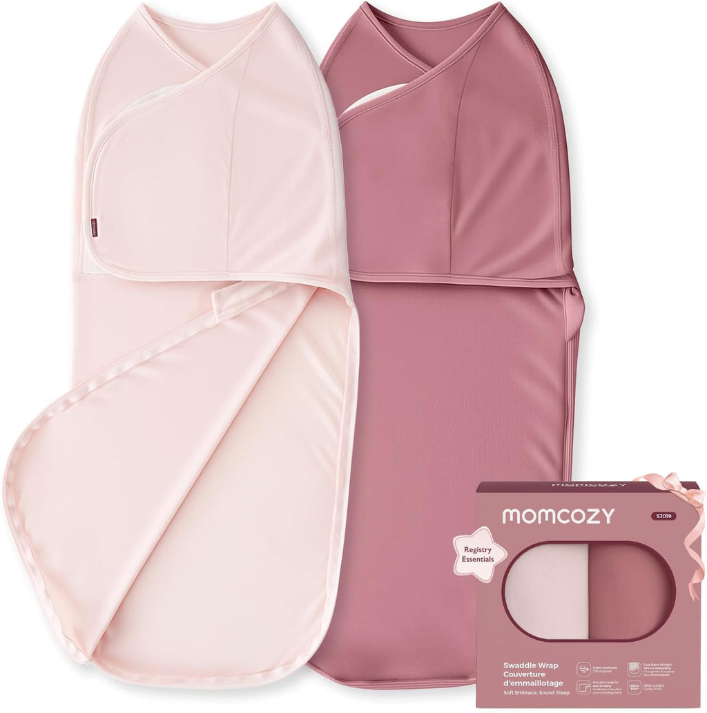 Mantas Envolventes Momcozy para Recién Nacidos, Manta Envolvente de Cierre Silencioso Adecuada para Bebés 0-3 Meses, Saco de Dormir Amigable para Padres Nuevos, Reduce Reflejo de Sobresalto, Esenciales Recién Nacida, Paquete de 2, Floración
