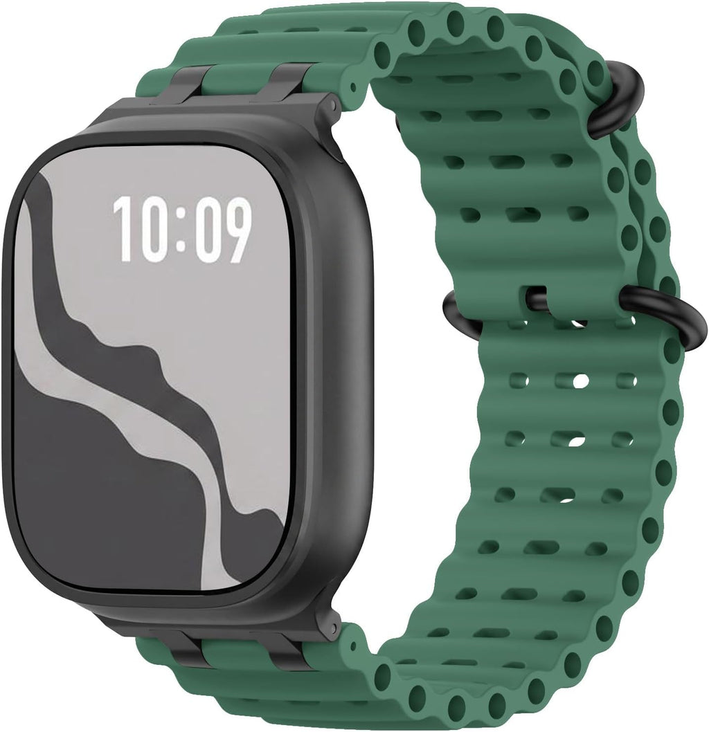 Astorgos Correa Ocean Band Mejorada Compatible con Apple Watch Ultra 3/2/1 49mm, S11/S10 46mm, 9/8/7 45mm, SE/6/5/4 44mm, 3/2/1 42mm | Conector Metálico Transpirable | Negro/Verde