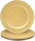 Juego de 6 platos base dorados MAONAME de 13 pulgadas, redondos, con borde de cuentas, de plástico para bodas y fiestas. 