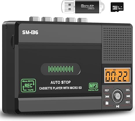 ⚠️ NO INCLUYE TARJETA SD — Reproductor y Convertidor de Casetes SEMIER — USB-C, Convierte a MP3, Altavoz y Auriculares