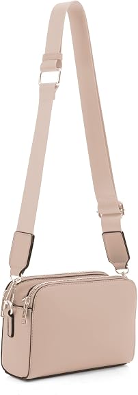 Bolsos cruzados para mujer, bolso cruzado pequeño de moda con triple cremallera para cámara con correa ancha para guitarra