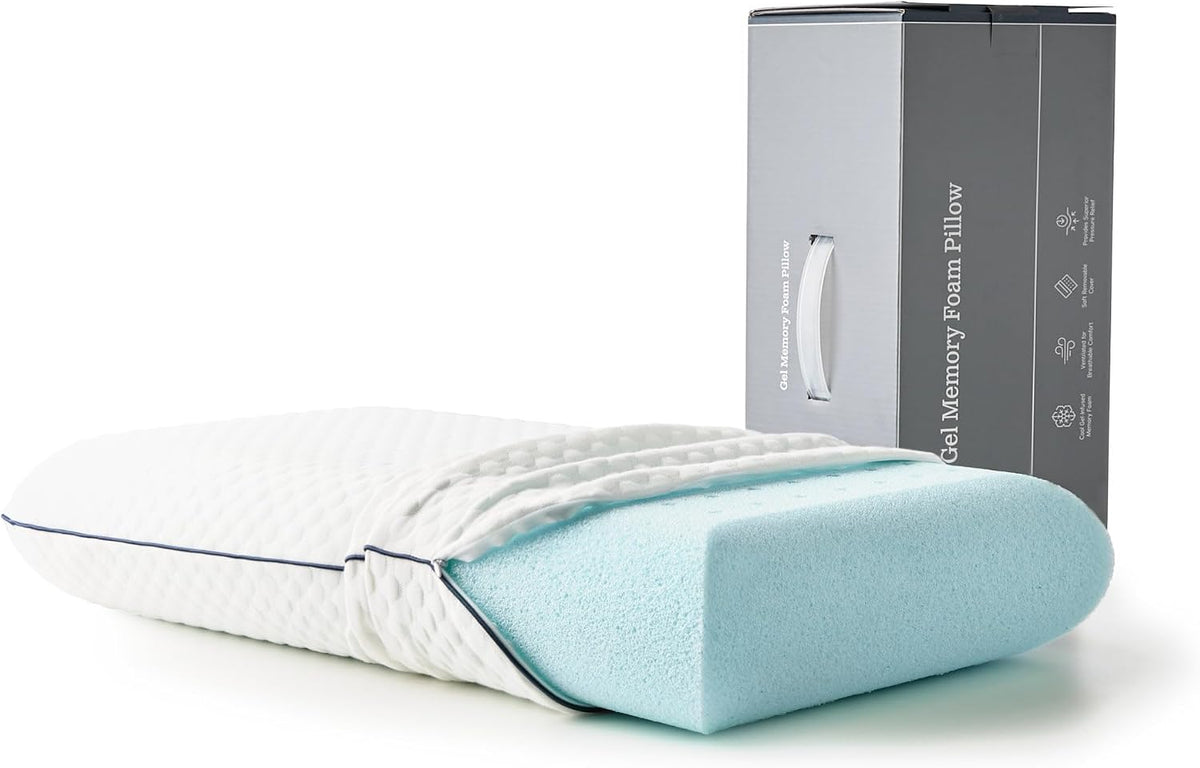 Almohada Weekender de espuma viscoelástica con gel - Tamaño estándar - 1 unidad - Firmeza media - Soporte para cuello y hombros - Para quienes duermen de lado o boca arriba - Imprescindible para el hogar, hoteles y hospitales - Certificación CertiPUR