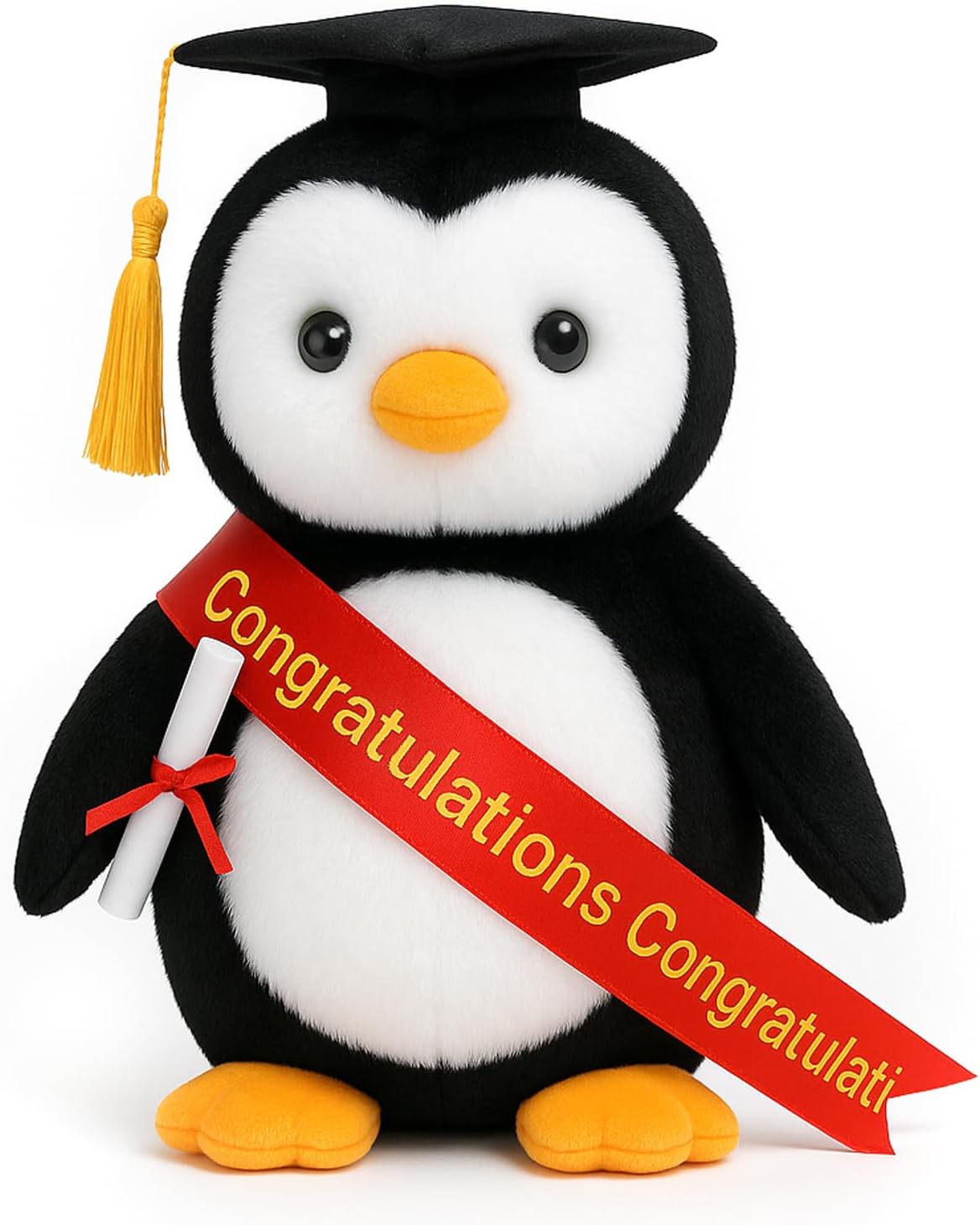 Peluche de pingüino WEIGEDU con birrete de graduación, borla dorada y diploma de terciopelo para hombres, mujeres, niñas y niños. Regalo ideal para fiestas de graduación. 30 cm (12 pulgadas).