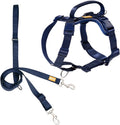 DF Freedom No Pull Martingale Dog Harness and Leash Set, Front Clip Adjustable Harness with Reflective & Padded Handle, Easy Walking & Training, Navy Blue, 1", Chest 24.4" - 32.4"