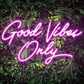 Kavaas Letrero Neón LED "Good Vibes Only" Rosa 17.7" x 9.9" — Decoración para Pared, Fiestas, Bar y Salón