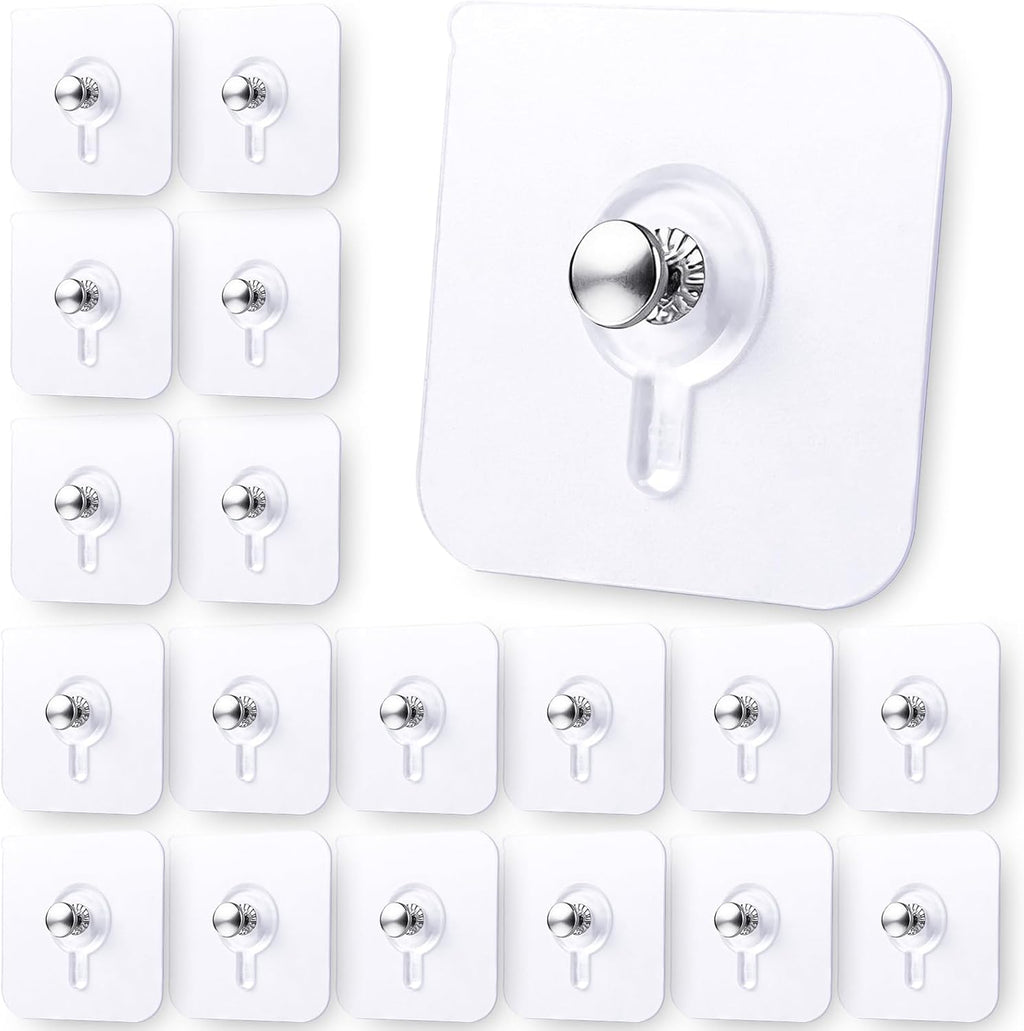 USADO Rindion 35 Ganchos Adhesivos Transparentes para Pared | Colgadores sin Clavos, Resistentes hasta 11 libras para Baño, Cocina y Oficina