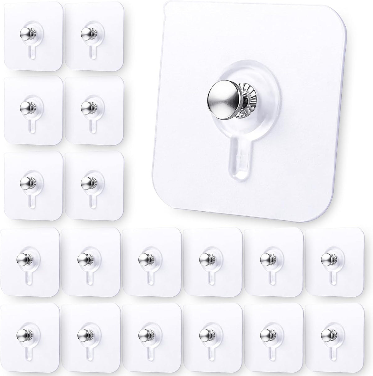 USADO Rindion 35 Ganchos Adhesivos Transparentes para Pared | Colgadores sin Clavos, Resistentes hasta 11 libras para Baño, Cocina y Oficina