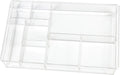 ZEXALOR Organizador de Cajon Transparente 8 Secciones | Bandeja Divisora Grande de Acrilico para Escritorio, Bano y Maquillaje | 13.7x8.7x2 Pulgadas