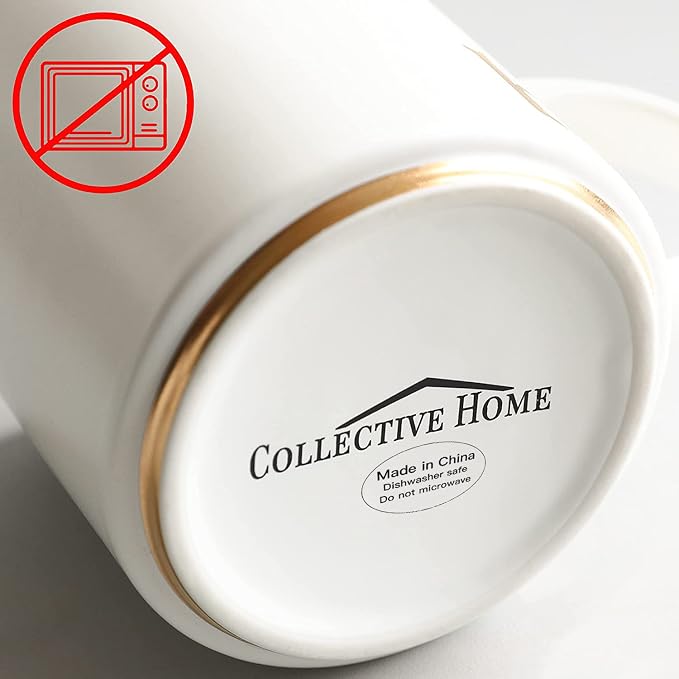 COLLECTIVE HOME - Tazas de cerámica con monograma, tazas de café con inicial dorada de 15 onzas, elegantes tazas de té del alfabeto, elegante taza personalizada con caja de regalo, tazas de lujo para