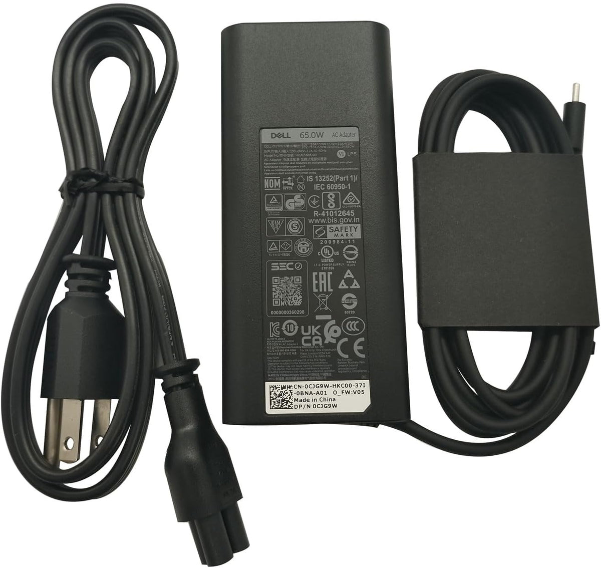 Cargador para portátil Dell de 65 W USB-C, adaptador de CA con cable de alimentación, LA65NM190, HA65NM190, DA65NM190, HKA65NM200, negro
