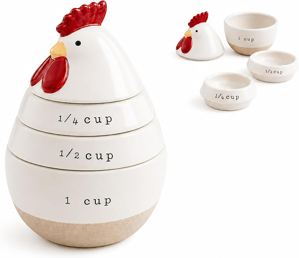 Juego de tazas medidoras para pastel de barro con pollo; 4 1/2" x 4" de diámetro
