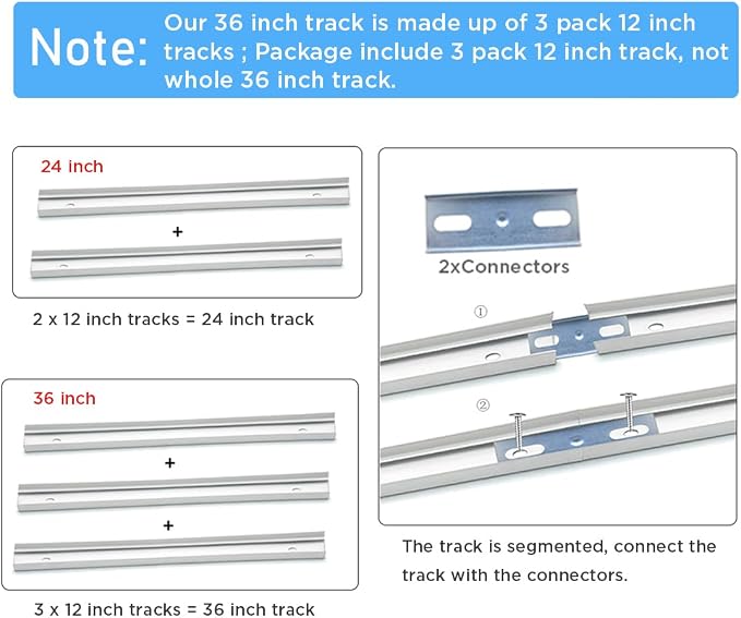 Herrajes para Puerta Plegable con Riel, Kit de Reparación de Herrajes para Puerta Plegable de Closet, Incluye Riel de Acero (91 cm)